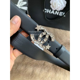Chanel Fashion Buckle Calf Leather 30mm Belts For Women Black