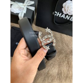 Chanel Fashion Buckle Calf Leather 30mm Belts For Women Black
