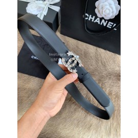 Chanel Fashion Buckle Calf Leather 30mm Belts For Women Black