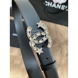 Chanel Fashion Buckle Calf Leather 30mm Belts For Women Black
