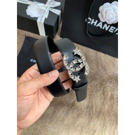 Chanel Fashion Buckle Calf Leather 30mm Belts For Women Black