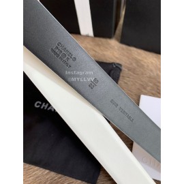 Chanel Fashion Buckle Calf Leather 30mm Belts For Women White