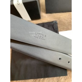 Chanel Fashion Silver Buckle Calf Leather 30mm Belts For Women Black