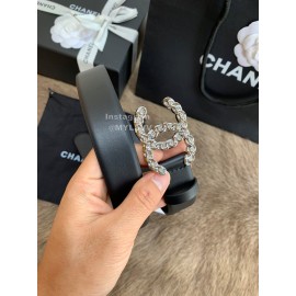 Chanel Fashion Silver Buckle Calf Leather 30mm Belts For Women Black