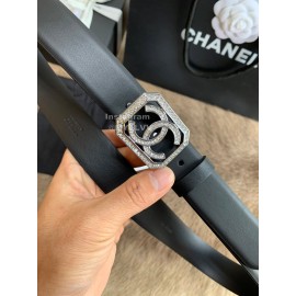 Chanel Fashion Calf Leather Square Buckle 30mm Belts For Women Black