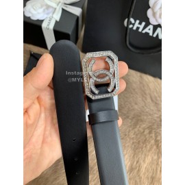 Chanel Fashion Calf Leather Square Buckle 30mm Belts For Women Black