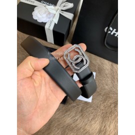 Chanel Fashion Calf Leather Square Buckle 30mm Belts For Women Black