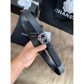 Chanel Fashion Calf Leather Square Buckle 30mm Belts For Women Black
