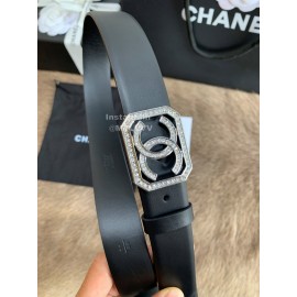 Chanel Fashion Calf Leather Square Buckle 30mm Belts For Women Black