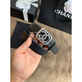 Chanel Fashion Calf Leather Square Buckle 30mm Belts For Women Black