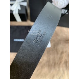 Chanel Calf Leather Fashion Gold Buckle 30mm Belts For Women Black