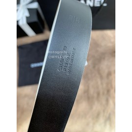 Chanel Calf Leather Fashion Gold Buckle 30mm Belts For Women White