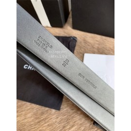 Chanel Calf Leather Fashion Silver Buckle 30mm Belts For Women Black