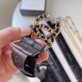 Chanel Classic Black Lambskin Gold Buckle 30mm Elastic Belts