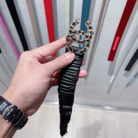 Chanel Classic Black Lambskin Gold Buckle 30mm Elastic Belts