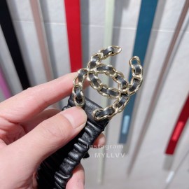 Chanel Classic Black Lambskin Gold Buckle 30mm Elastic Belts