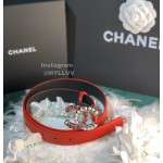 Chanel Fashion Calf Leather Pearl Silver Buckle 28mm Pharrell Belts Red