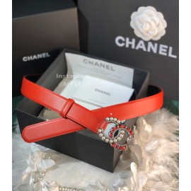 Chanel Fashion Calf Leather Pearl Silver Buckle 28mm Pharrell Belts Red