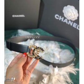Chanel Fashion Calf Leather Pearl Gold Buckle 28mm Pharrell Belts Black