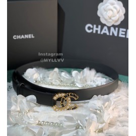 Chanel Fashion Calf Leather Pearl Gold Buckle 28mm Pharrell Belts Black
