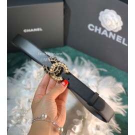 Chanel Fashion Calf Leather Pearl Gold Buckle 28mm Pharrell Belts Black