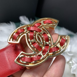 Chanel Fashion Calf Leather Gold Buckle 28mm Pharrell Belts Red