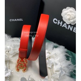 Chanel Fashion Calf Leather Gold Buckle 28mm Pharrell Belts Red