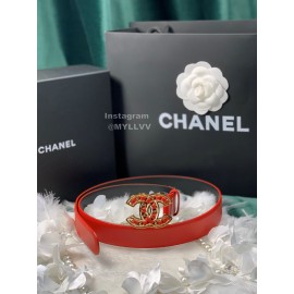 Chanel Fashion Calf Leather Gold Buckle 28mm Pharrell Belts Red