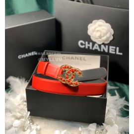 Chanel Fashion Calf Leather Gold Buckle 28mm Pharrell Belts Red