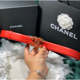 Chanel Fashion Calf Leather Gold Buckle 28mm Pharrell Belts Red