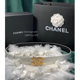 Chanel Fashion Calf Leather Gold Buckle 28mm Pharrell Belts White