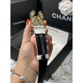 Chanel Fashion Calf Leather Gold Buckle 28mm Pharrell Belts White