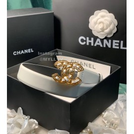 Chanel Fashion Calf Leather Gold Buckle 28mm Pharrell Belts White
