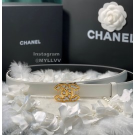 Chanel Fashion Calf Leather Gold Buckle 28mm Pharrell Belts White