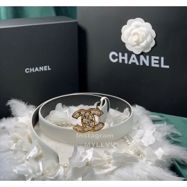 Chanel Fashion Calf Leather Gold Buckle 28mm Pharrell Belts White