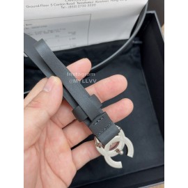 Chanel Fashion Calf Leather Silver Diamond Buckle 20mm Belts For Women Black