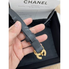 Chanel Fashion Calf Leather Gold Diamond Buckle 20mm Belts For Women Black