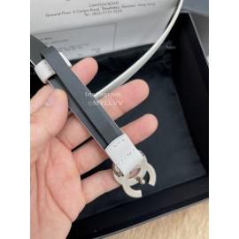 Chanel Fashion Calf Leather Silver Diamond Buckle 20mm Belts For Women White
