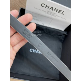 Chanel Fashion Calf Leather Silver Diamond Buckle 20mm Belts For Women White