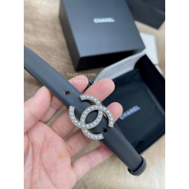 Chanel Fashion Calf Leather Pearl Silver Buckle 20mm Belts For Women Black