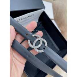 Chanel Fashion Calf Leather Pearl Silver Buckle 20mm Belts For Women Black