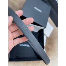 Chanel Fashion Calf Leather Pearl Silver Buckle 20mm Belts For Women Black