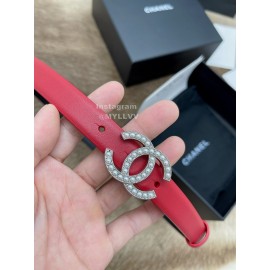 Chanel Fashion Calf Leather Pearl Silver Buckle 20mm Belts For Women Red