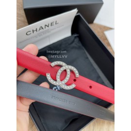 Chanel Fashion Calf Leather Pearl Silver Buckle 20mm Belts For Women Red