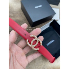 Chanel Fashion Calf Leather Pearl Gold Buckle 20mm Belts For Women Red