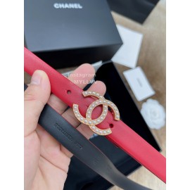 Chanel Fashion Calf Leather Pearl Gold Buckle 20mm Belts For Women Red