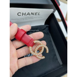 Chanel Fashion Calf Leather Pearl Gold Buckle 20mm Belts For Women Red