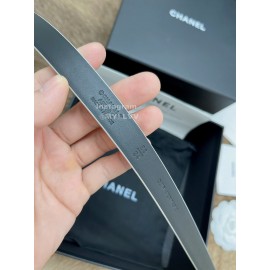 Chanel Fashion Calf Leather Pearl Silver Buckle 20mm Belts For Women White