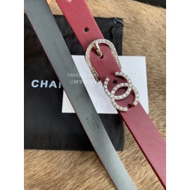 Chanel Calf Leather Pin Buckle 20mm Belts For Women Wine Red