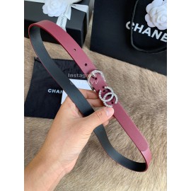 Chanel Calf Leather Pin Buckle 20mm Belts For Women Wine Red